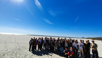 Uczniowie na plaży w Atlantic City